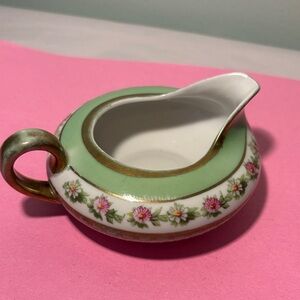 B T Co Floral Porcelain Creamer with Gold Accents